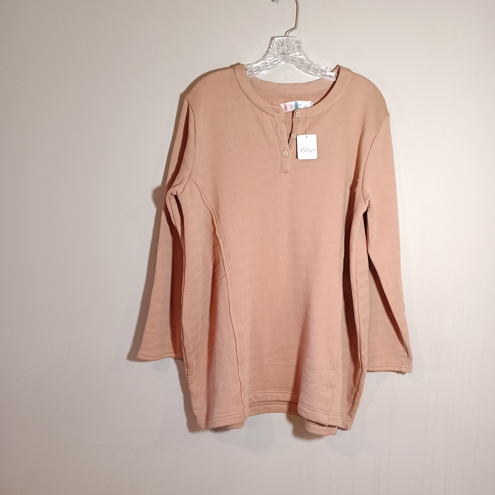 Free People fp beach henley tunic in latte Size M Oversize New Nwt